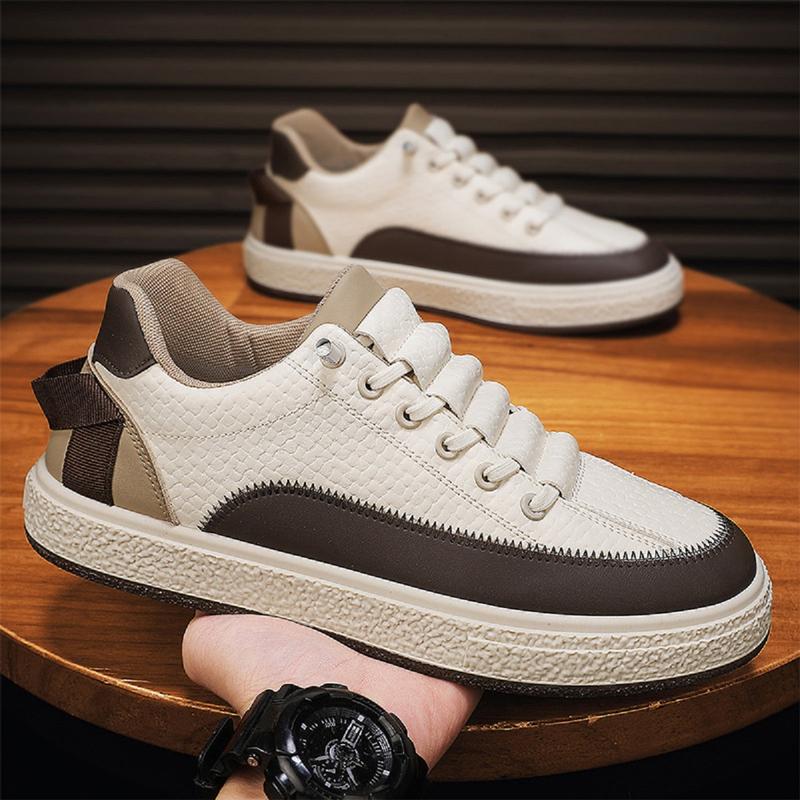 Giày nam - Giày sneaker nam da PU mềm, màu kem K10  Shoes Đế Bằng
