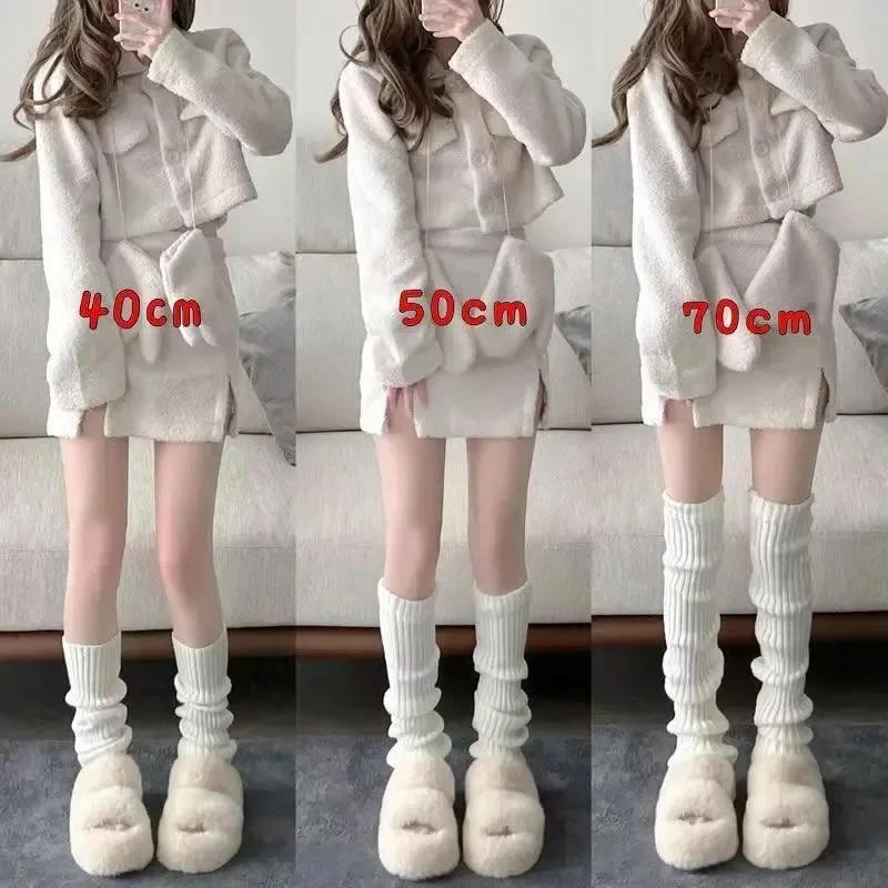 Product Introduction of Tất Giữ Ấm Chân Phong Cách Lolita, Dành Cho Nữ, Tất Dài, Chất Liệu Len Dệt Kim, Che Chân, Giữ Ấm Cánh Tay, Y2K, Thích Hợp Cho Mùa Thu Và Mùa Đông, Tất Len Đan, Tất Tay Áo Khởi Động Women Trắng 1