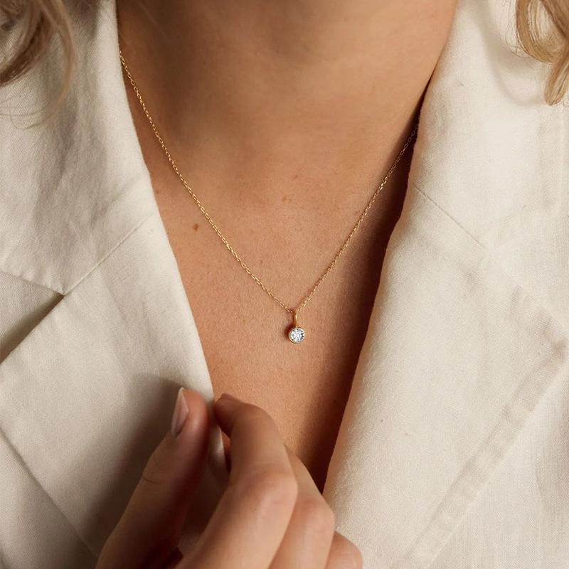 European and American Color 12 Birthstone Pendant DIY Accessories Female Twelve Birthstones round Zircon Pendant Stainless Steel 2