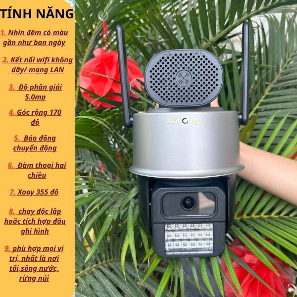 Camera chuyên dụng cho biển hồ, sông nước, nhà xưởng, kho bãi thông minh độ phân giải 5mp, loa cảnh báo to, cảnh báo theo dõi chuyển động, nhận thông báo về máy Micro SD camera  anninh camera  360 ngoài trời 1
