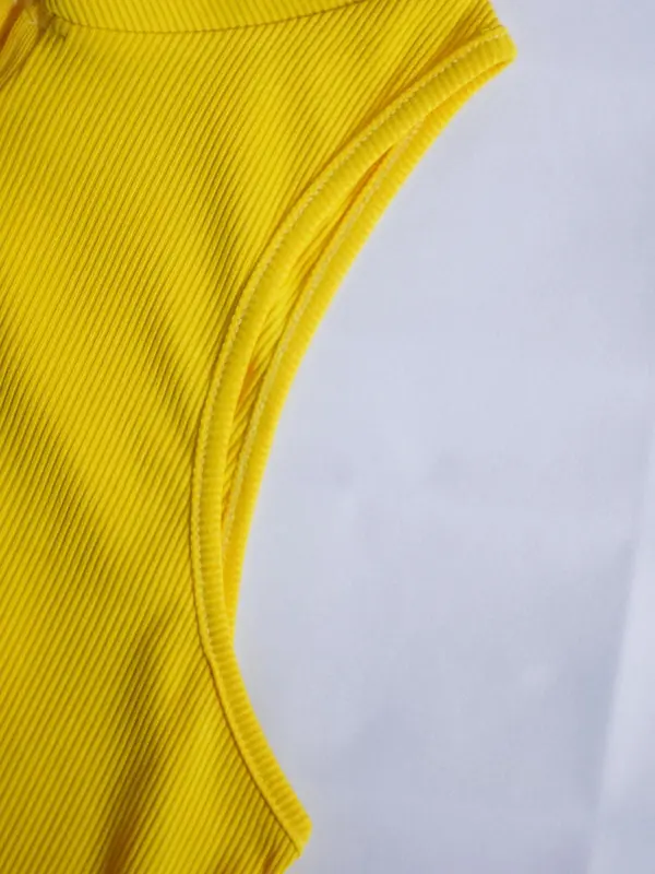 Women's Solid Color Half Placket Zipper Mock Neck Ribbed Crop Tank Top, Casual Sleeveless Cropped Top for Summer, Summer Clothes, Going Out Top, Streetwear, Ladies Clothing for Daily Wear 6