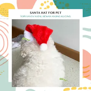 Christmas Santa Hat for Pet - Topi Natal Santa Hewan Anjing Kucing