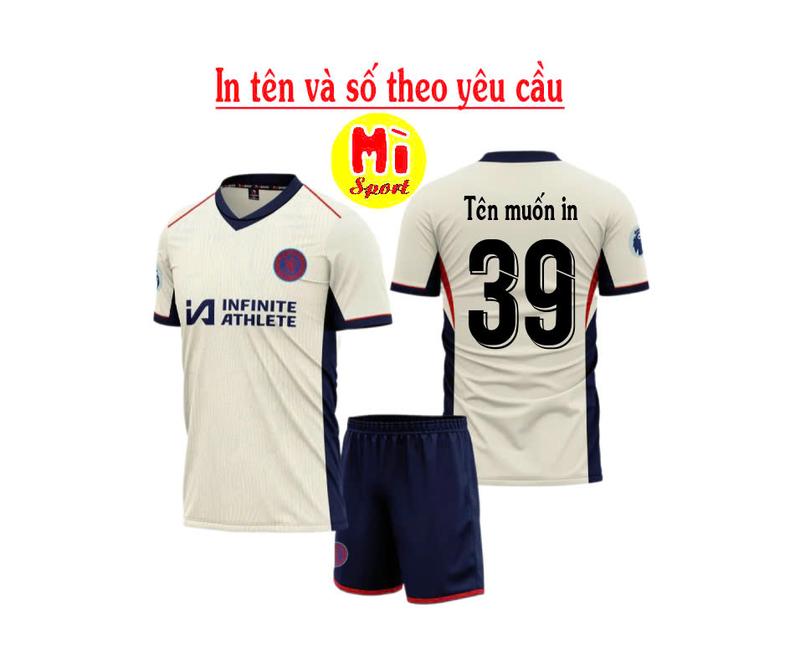 Chelsea Kem 2024- Bộ Quần Áo Thể Thao Chelsea Kem Vải Thun Lạnh, logo thêu [2024] - Có in Tên + Số theo yêu cầu Sport Top Nam