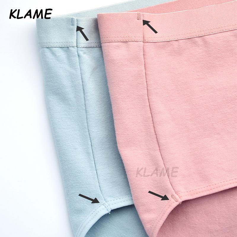 KLAME M-3XL Plus Size Women's Cotton Underwear Soft Comfortable Briefs Female Soild Color Breathable Panties High Waist Seamless Underpants Lingerie YML456 4