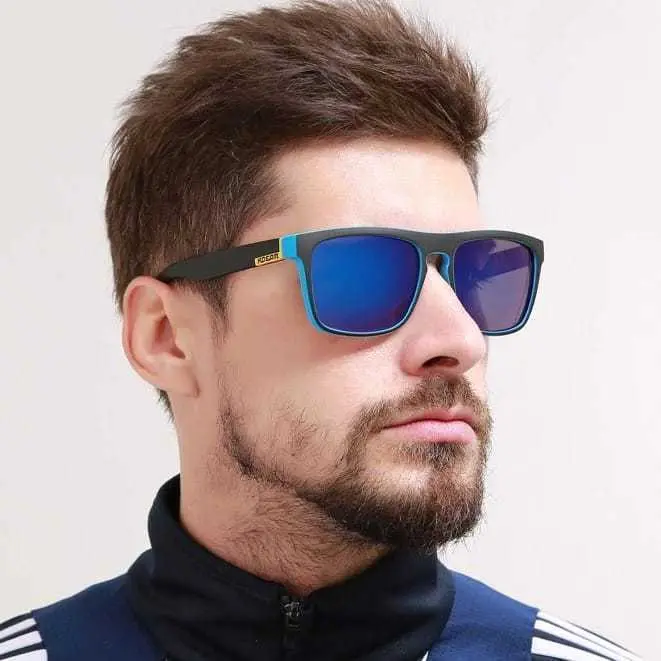 Kacamata Polarized Pria Aviation Driving Anti Silau Matahari UV400 Olahraga Sepeda Outdoor - Black - Blue hitam gunung mancing