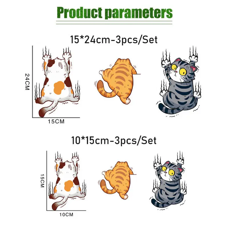 3Pcs Stiker Kucing Jatuh Stiker Mobil Lucu Keren / Sticker Cute Cat Cutting Sticker Mobil Kucing Jatuh Stiker Bumper Mobil Keren Lucu 1