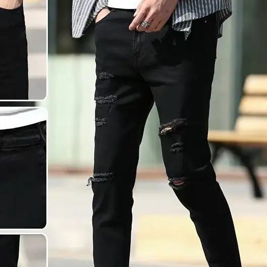 Quần jean nam co giãn, quần bò dài đen rách xước cao cấp thời trang MURADFASHION1 QJNA300 1