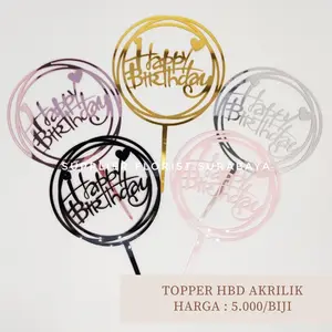 SFS - [SERI 1] [BACA DESKRIPSI] topper HBD happy birthday akrilik / topper kue tart hiasan tulisan sisipan kue ulang tahun