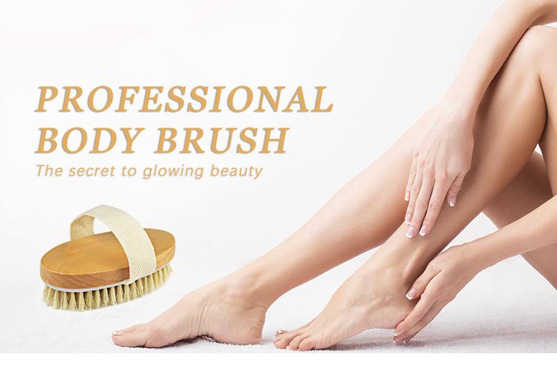 Product Introduction of 1pcs Exfoliating Wooden Body Massage Shower Brush Natural Bristle Bath Brush Soft SPA Woman Man Skin Care Wet Dry Body Brush Accessory Light Smooth Hand Personal 13