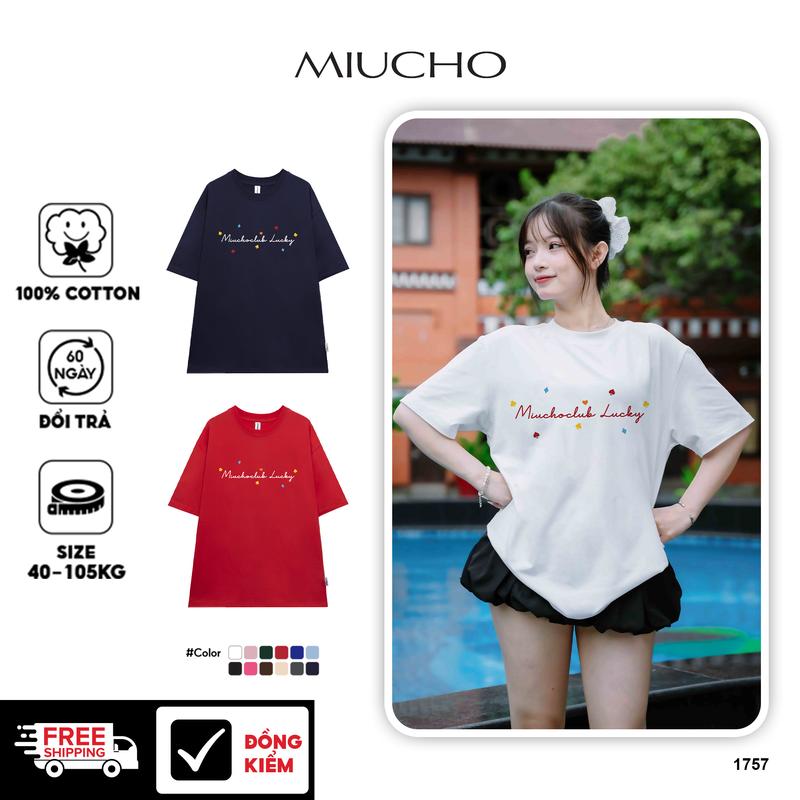 Áo thun tết form rộng local brand cổ tròn vải cotton 2c thoáng mát 1757 Miucho in mix