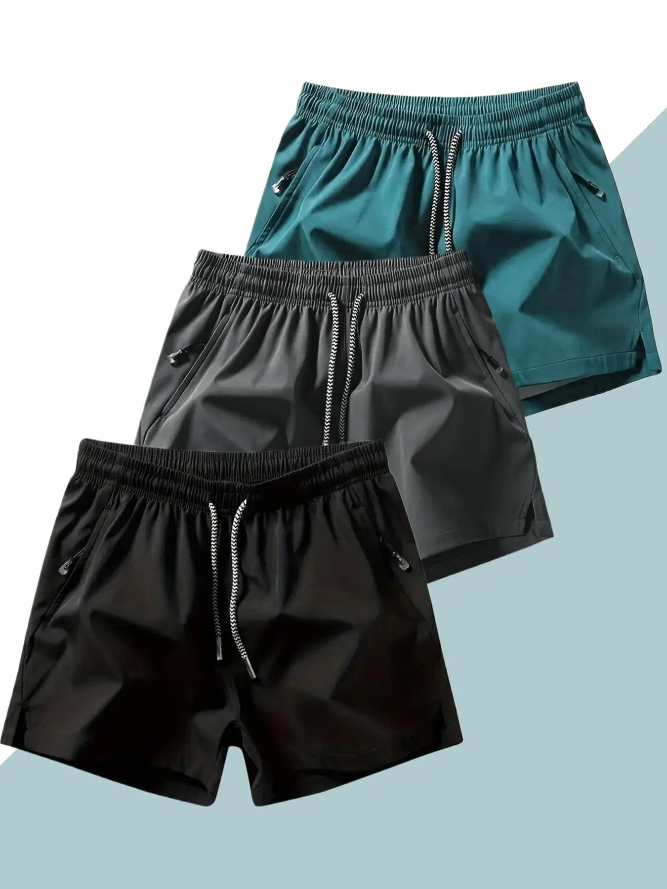 Men's Plain Solid Color Drawstring Pocket Shorts, Casual Elastic Waist Shorts, Bermuda Shorts, Shorts for Men, Mens Shorts, Men's Athletic Bottoms for Daily Wear