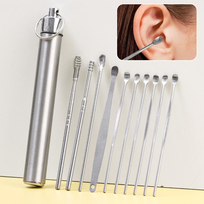 Product Introduction of 10 Pcs Multi-style Stainless Steel Ear Picking Tool Adult Ear Scoop Spiral Ear Wax Picker Earpick Cleaning Supplies Color 16