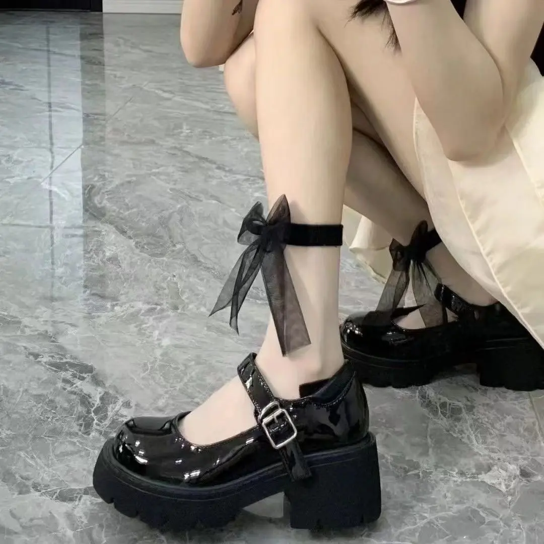 2025 Small Leather Shoes Women's British High Heel Lolita Shoes New JK Shoes Thick Bottom Chunky Heel Pumps Vintage Mary Jane Shoes