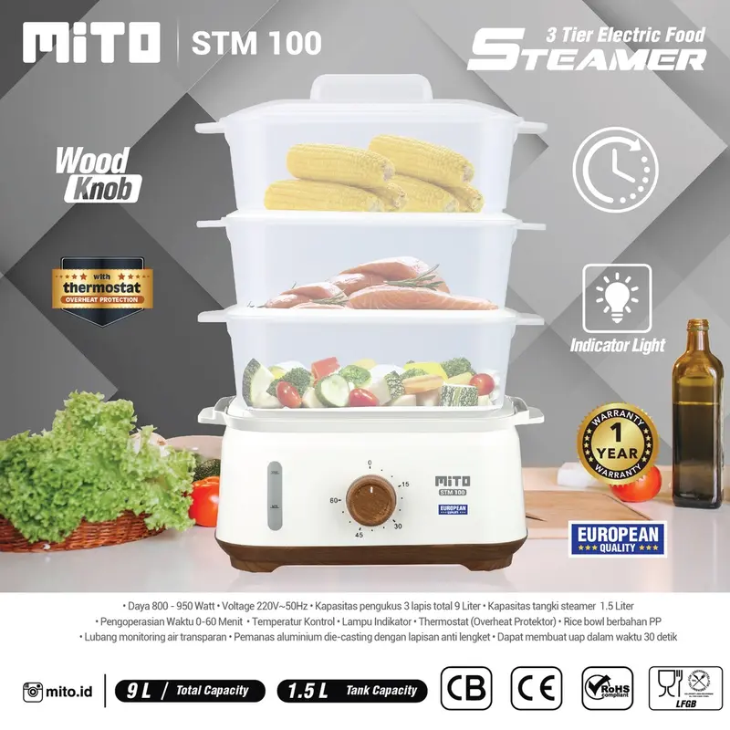 MITO ELECTRIC FOOD STEAMER STM 100 0