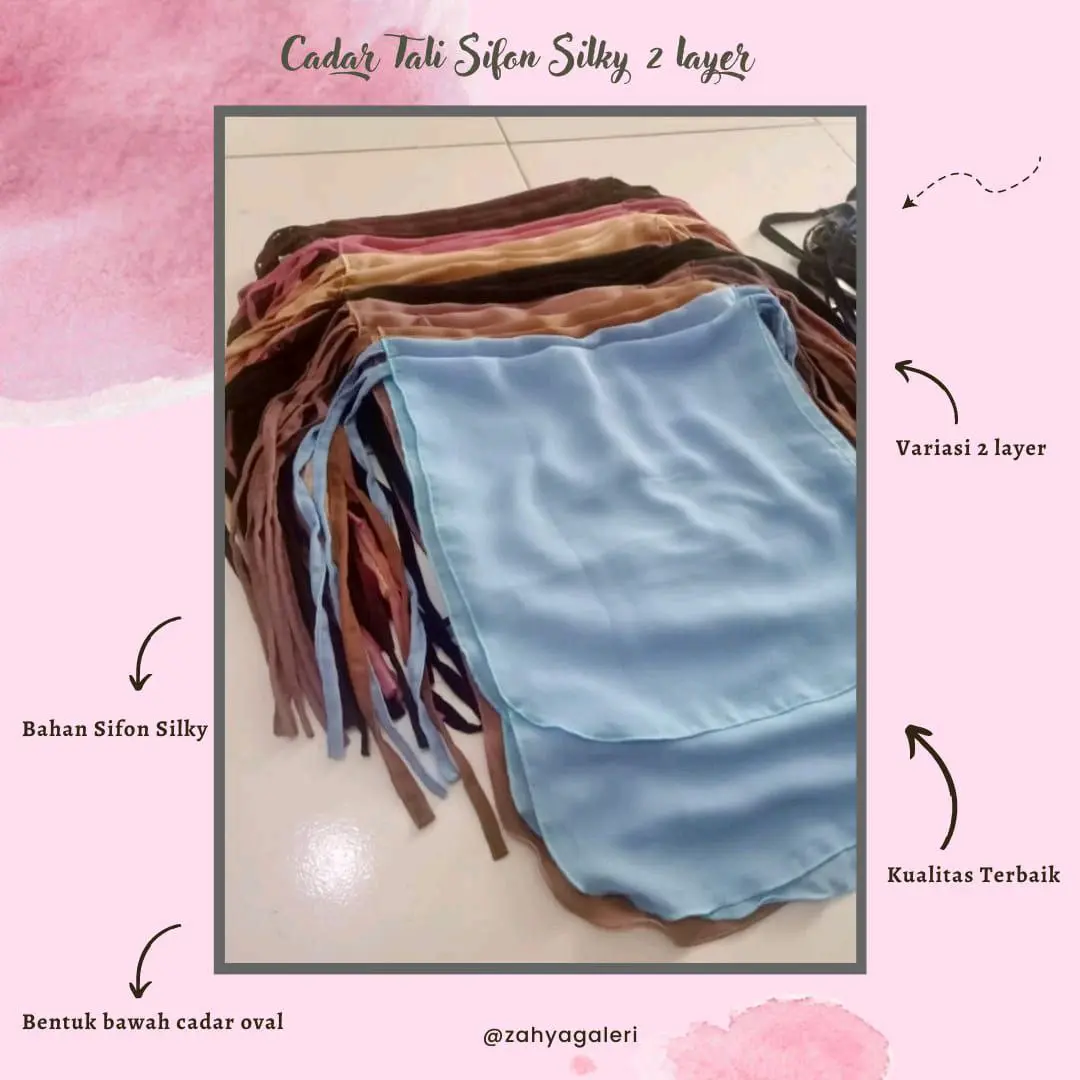 Cadar Sifon tali 2layer, niqob sifon ZAHYA 35warna