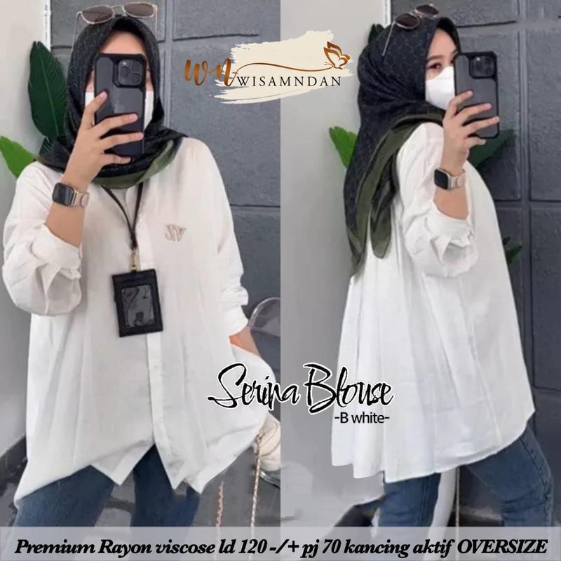 BLOUSE POLOS WANITA JUMBO KATUN RAYON PREMIUM ATASAN WANITA JUMBO LD 120 KOREAN STYLE LENGAN PANJANG 2