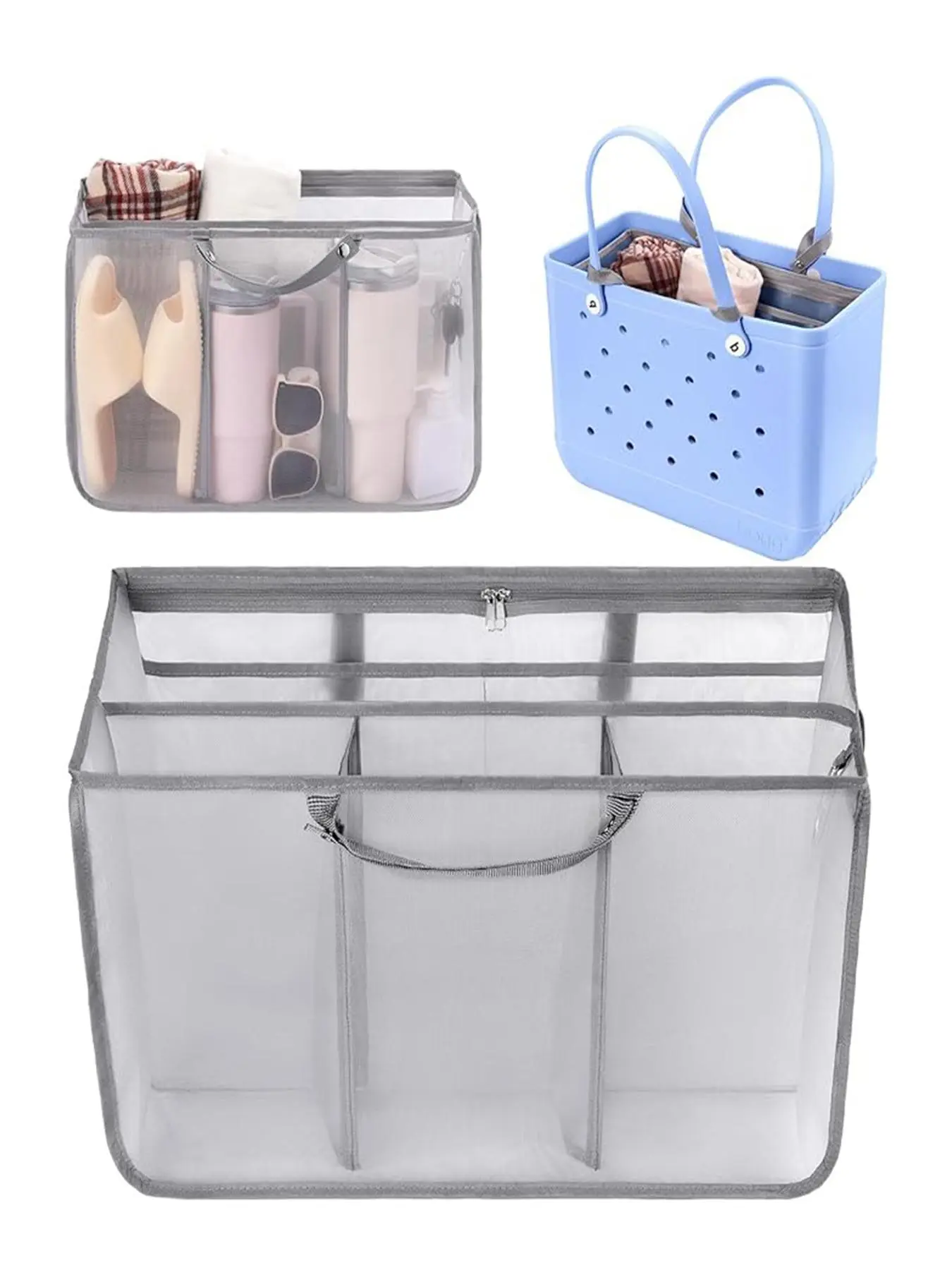 Beach Bag Storage Bag, Lightweight Mesh Insert Divider Bag, Suitable for Large Beach Bag, Beach Tote Insert for Organizing Items