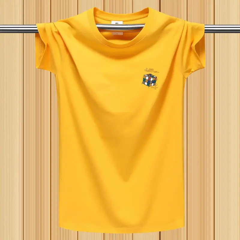Heavy Weight Crew Neck T-Shirt Breathable Blend Cotton Tee - Big & Tall M - 5XL, Unisex Adult Graphic Workout Top Tee for Men, Women - Yellow
