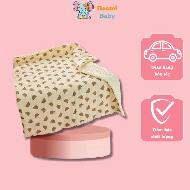 [Deal Sốc] Chăn Cho Bé Muslin Hạt Đậu Trần Bông Mềm Mịn Ấm Áp Kích Thước 100x105cm Doomi Baby - HT658