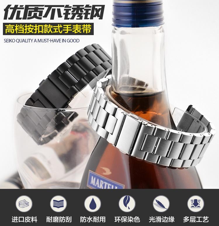 Product Introduction of 304 stainless steel watch band 16mm 18mm 2mm 22mm 24mm black silver replacement men's watch str quick relise 5