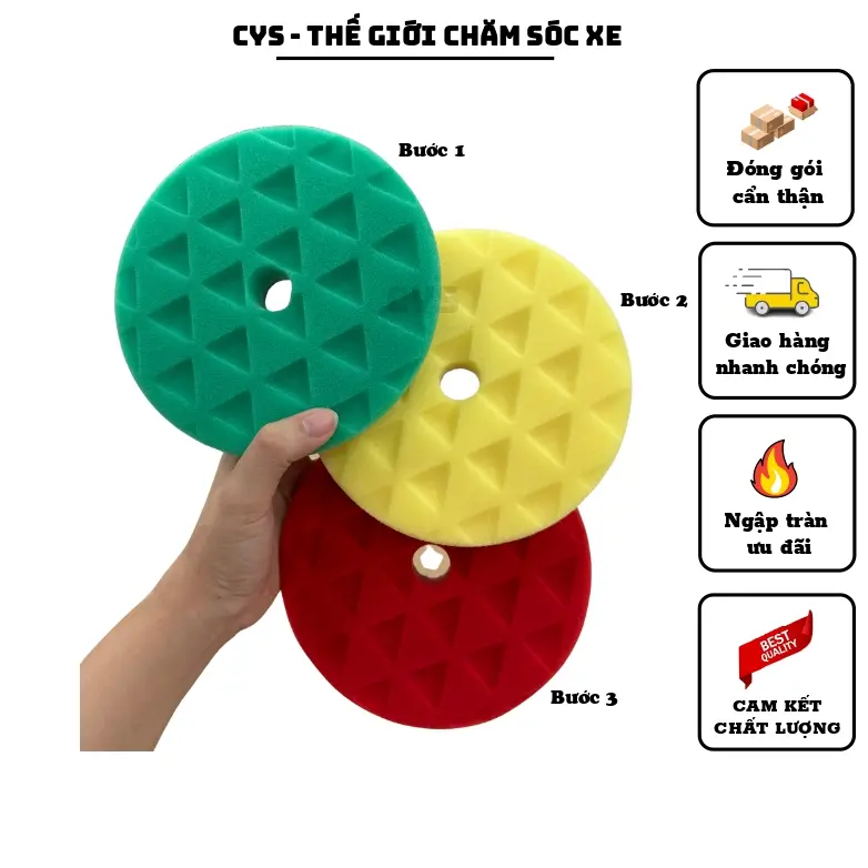 Phớt Đánh Bóng Cao Cấp, Phớt Ô Tô AN RIDDLE 3 Bước Riêng Biệt Cao Cấp 5 inch Phụ Kiện polishing 0