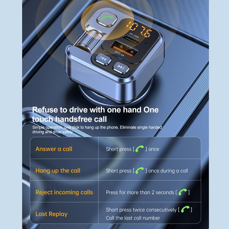 Product Introduction of Car Bluetooth Receiver USB U Disk Read PD20w Fast Charging Digital Display Car Mobile Phone Adapter FM Transmiter For Cellphones 26