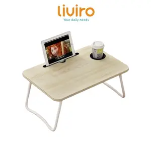 LIVIRO Furniture Meja Belajar Anak / Meja Ngaji Gambar Lipat Laptop Portable Bahan Kayu HPL Tebal Kaki Besi Kokoh Berkualitas Estetik
