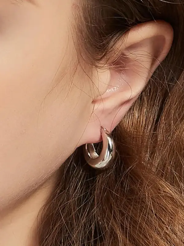1 Pair Women's Elegant Minimalist Hoop Earrings, Trendy All-match Hoop Earrings, Fashionable Party Jewelry As Birthday Gift for Friends 7