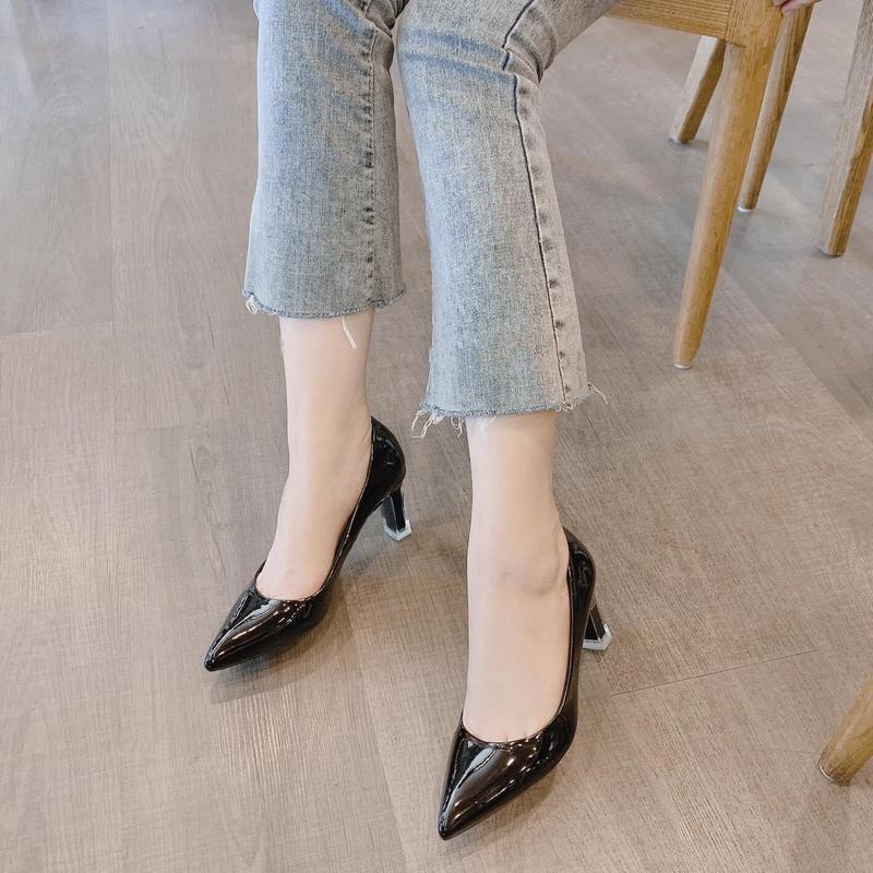 Giày cao gót mũi trơn quốc dân 5P và 7P Giày búp bê 5cm & 7cm Giày bánh bèo Cotron Nữ Shoes Jean