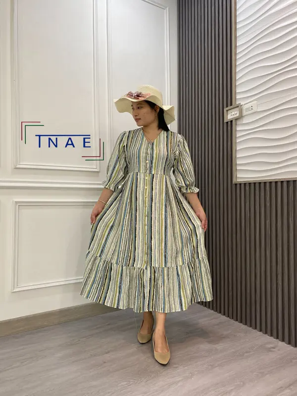 TNAE Felin salur warna-warni midi Dress crinkle madam premium 173 5