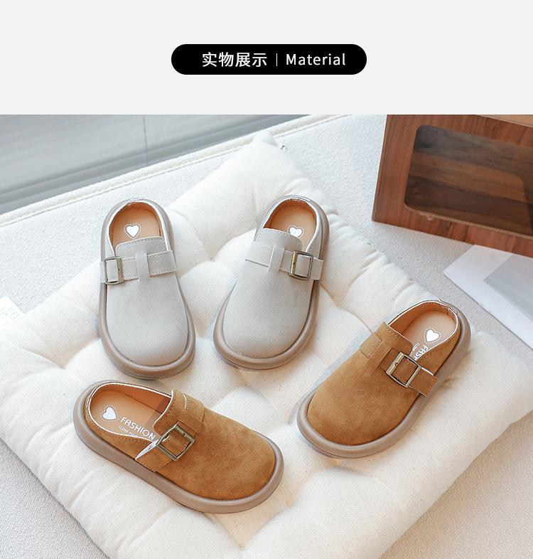 Product Introduction of Children's Closed Toe Boken Half Slippers 2025 Spring New Flat Non-Slip Soft Bottom Girls' Slip-on Outdoor Slippers 5