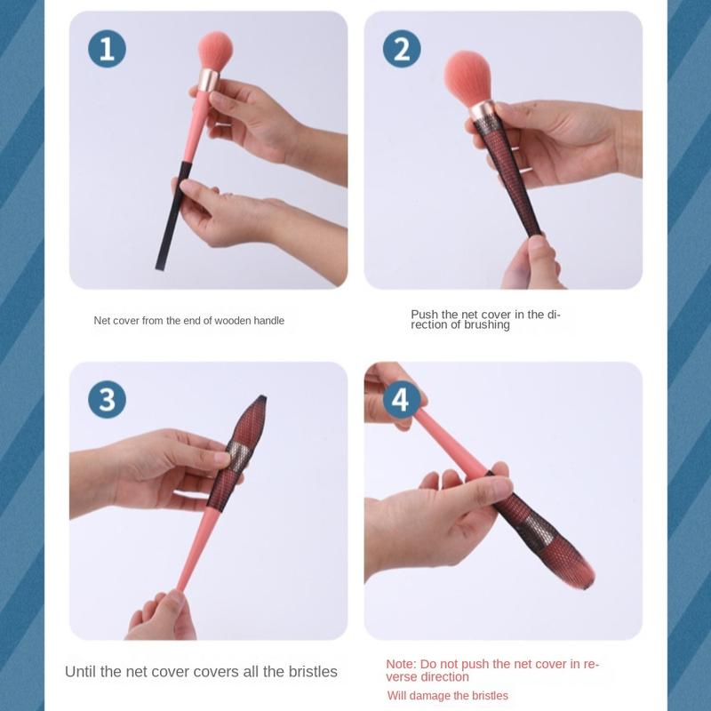 Product Introduction of Makeup Brush Mesh Cover Dustproof Cosmetic Brushes Guards Mesh Sheath Pen Sleeve Make Up Brush Netting Cover Pen Cover Multifunctional Pen Protective Cover 12