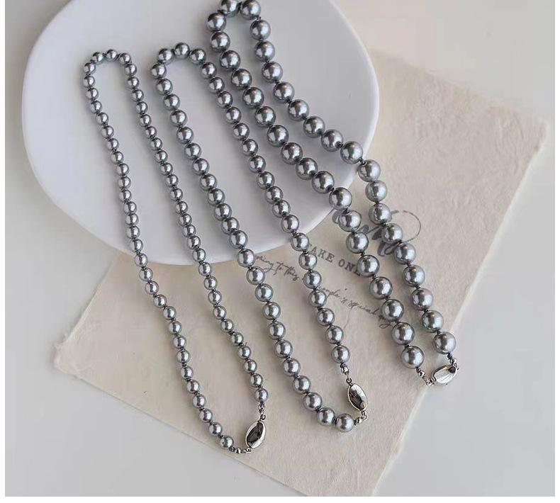 Product Introduction of European and American Fashion Simple Shijia Pearl Necklace for Women Beaded Retro Niche Fashion Simple Choker Chain Versatile Choker 7