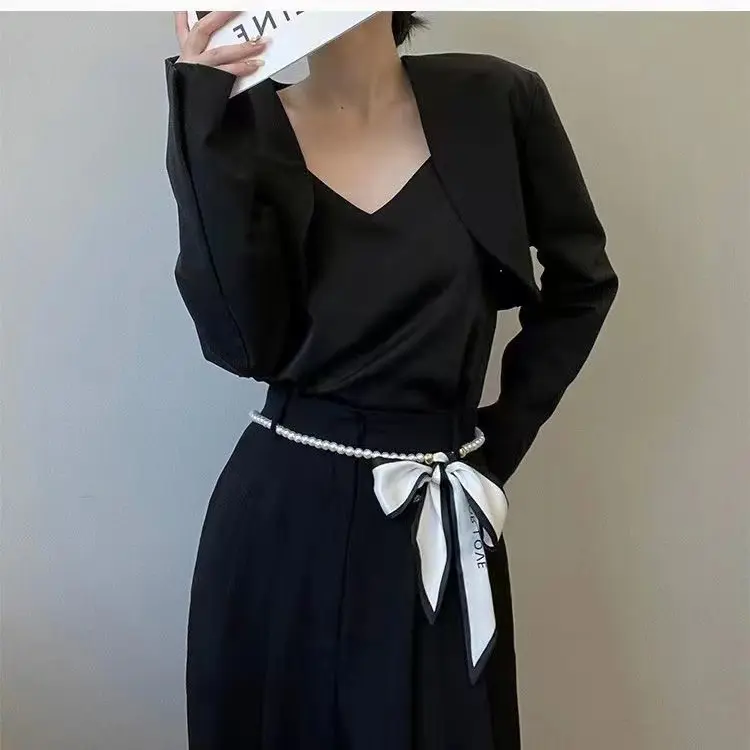 Bộ Vòng Cổ, Ngọc Trai Và Khăn Lụa, Đa Năng, Khăn Quàng Cổ Thời Trang Pháp, Phụ Kiện Tóc, Kết Hợp Vòng Cổ Voi 1