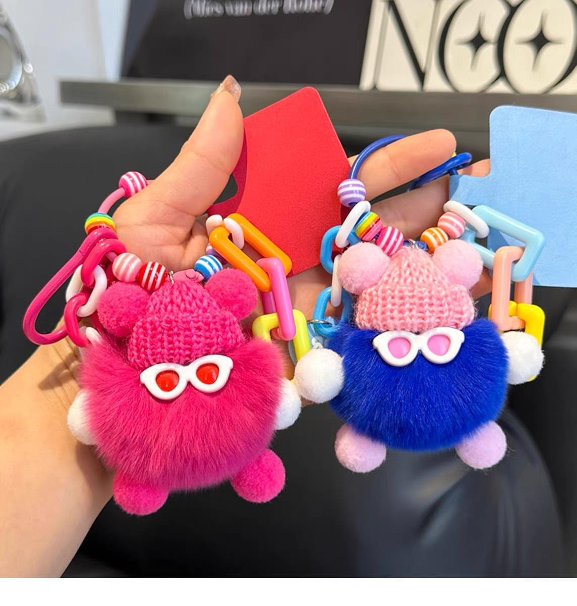 Dopamine Coal Monster Plush Doll Keychain - DIY Key Ring, Cute