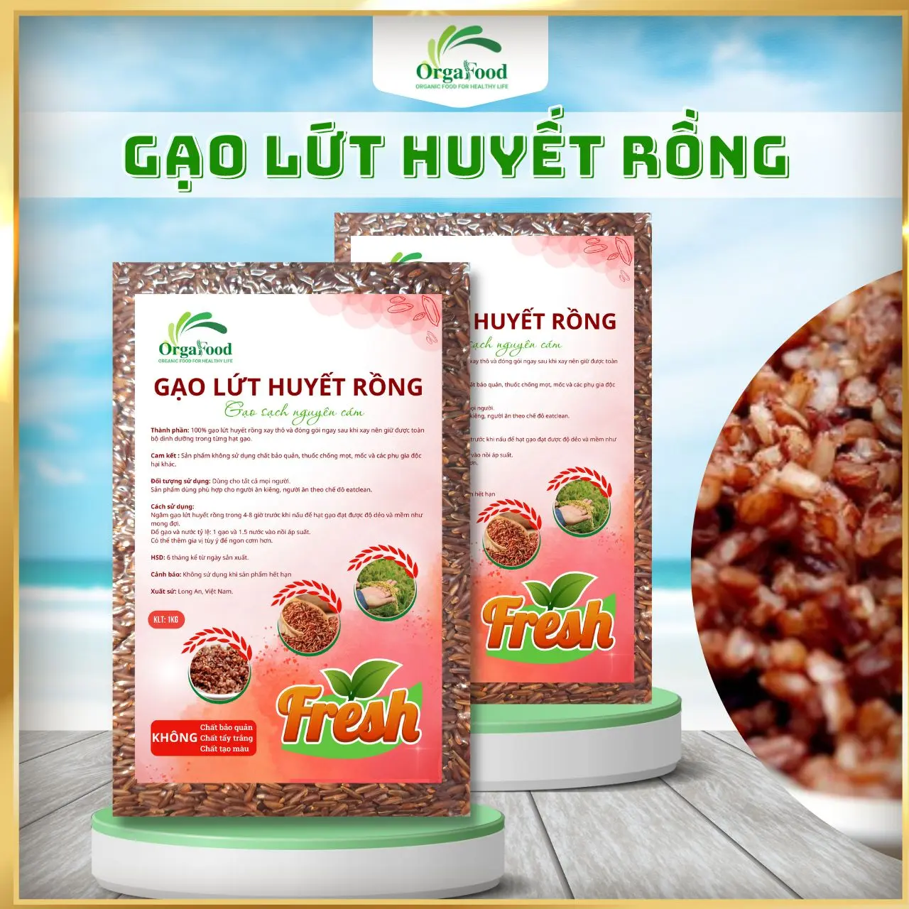 Gạo lứt huyêt rồng  Orgafood 1kg cho người tiểu đường, thực dưỡng, health, ăn kiêng
