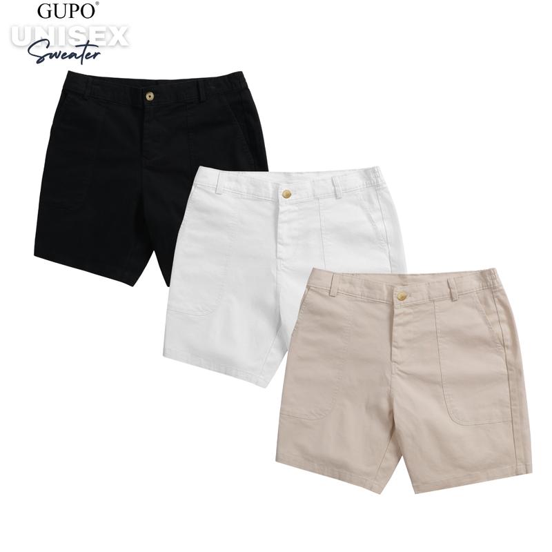 Quần Short Kaki GUPO GS03 Nam Nữ Phom Trên Gối Lưng Thun Co Giãn Túi Nổi Thời Trang Mùa Hè
