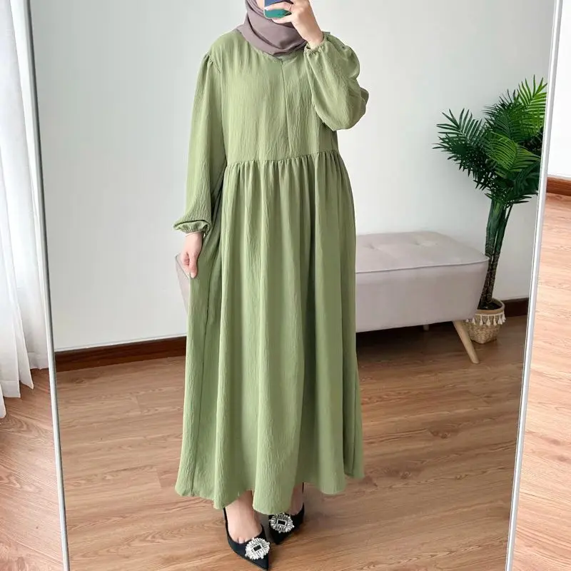 BAVIN MIDI DRESS CRINKLE AIRFLOW POLOS BALENA DRES WANITA MUSLIM CRINCLE PREMIUM 3