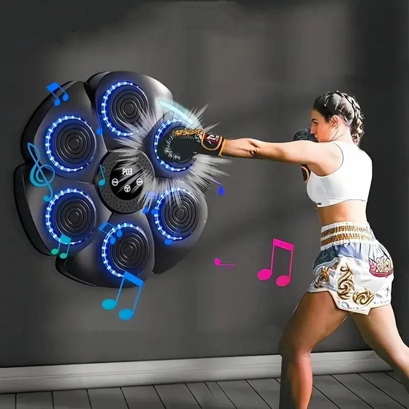 Smart Boxing Pad Trainer, 1 Set Durable Wall Mounted Boxing Bag with Built-in Speakers, Fun Exercise Games with Gloves for Home Gym 8