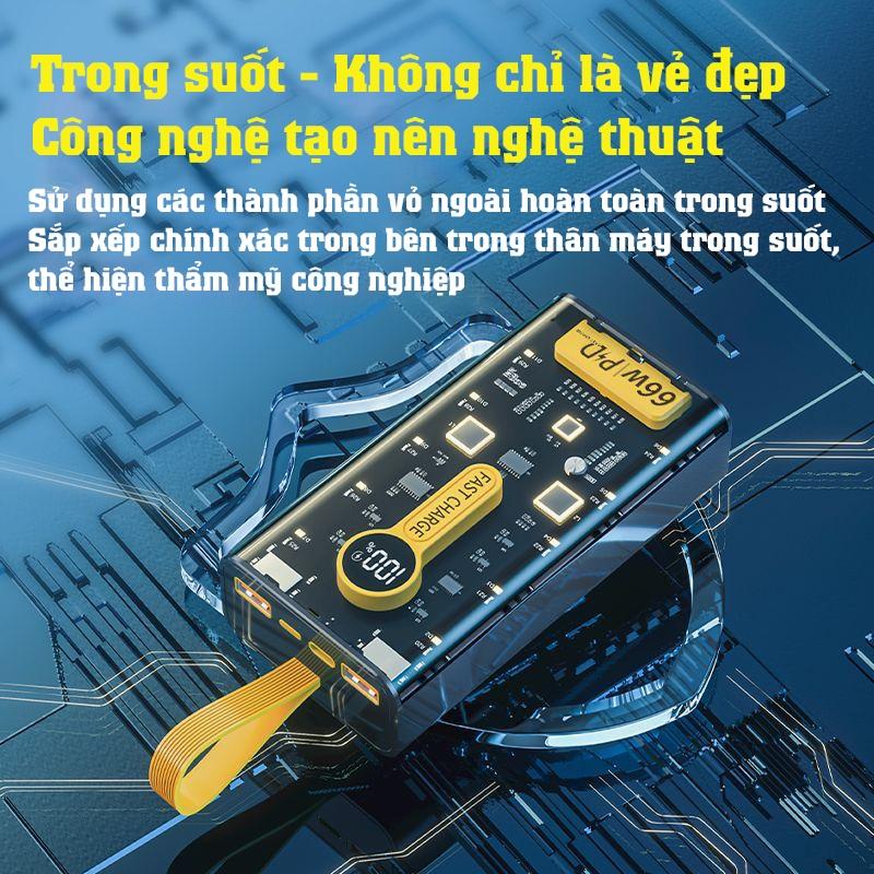 Pin sạc dự phòng 20000mAh 120W sạc siêu nhanh, dung lượng lớn, sạc an toàn, thiết kế trong suốt, Fusion X. 8