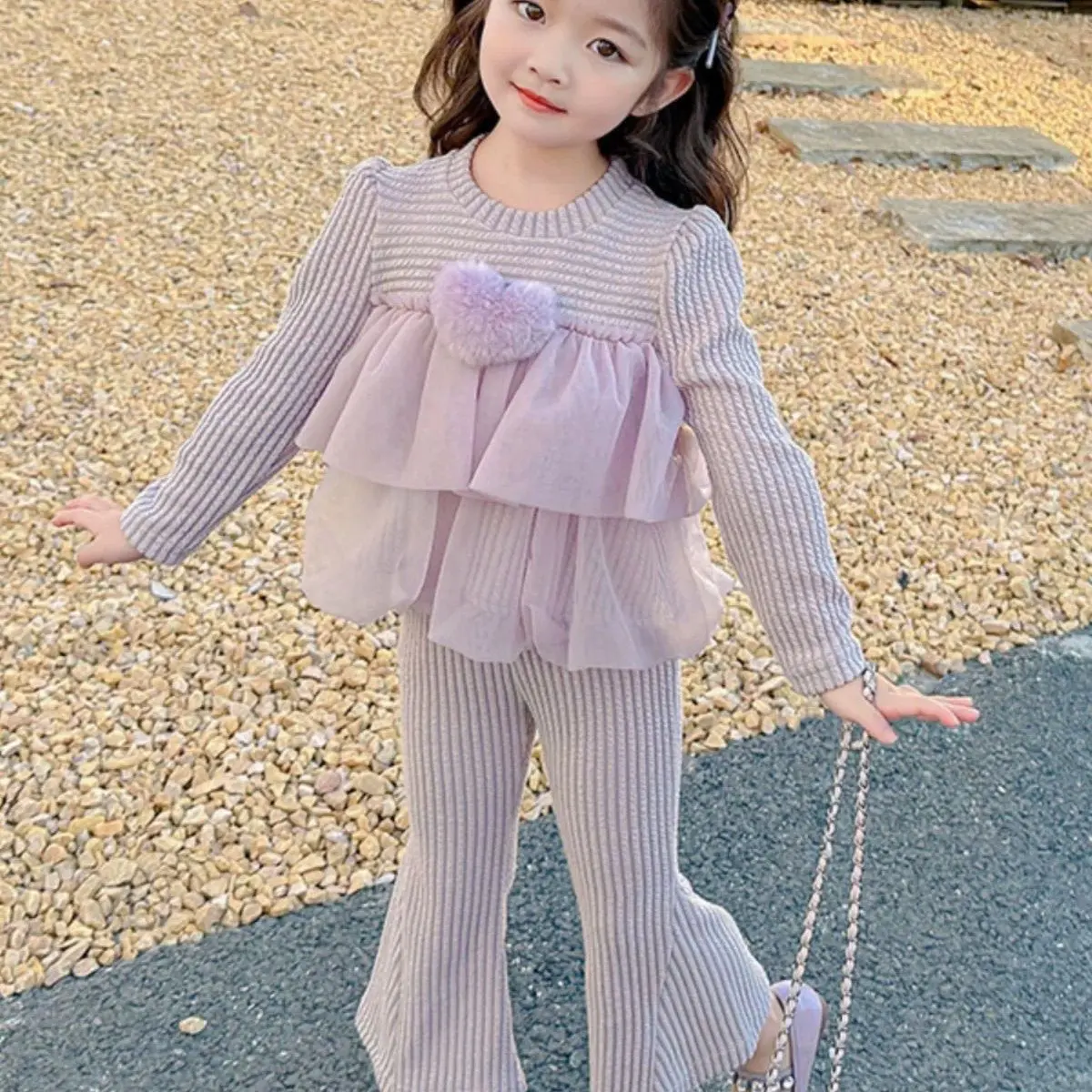 Bộ Đồ Quần Dài Ống Loe Mùa Thu Cho Bé Gái, Bộ Đồ Hai Mảnh Sành Điệu, Thích Hợp Cho Mùa Xuân Và Mùa Thu, Thời Trang Cho Bé Quần Áo Mùa Thu, Hàng Mới Về, Năm 2025