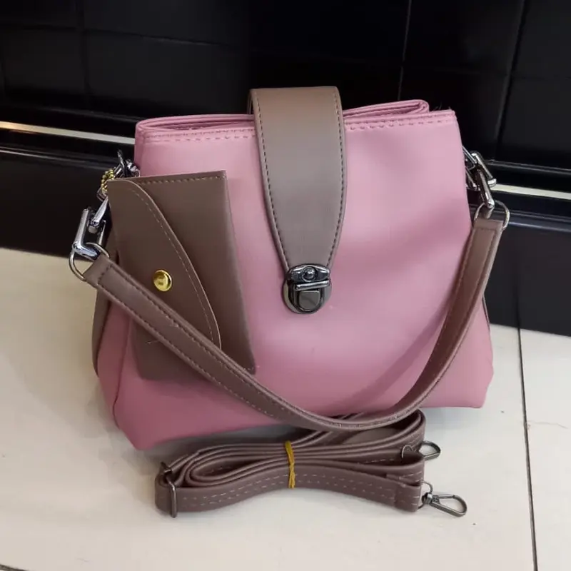 Tas Handbag zura 3Ruang Combi Coklat Free Dompet/Tas Slempang wanita 4