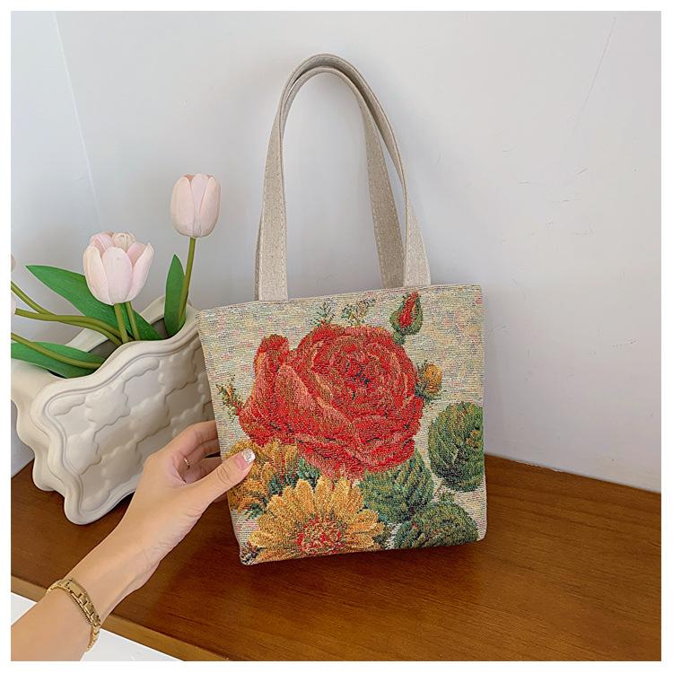 Túi xách tay nữ mini vải Canvas thời trang mùa hè đi biển có khóa kéo họa tiết 2 mặt nhiều mẫu lựa chọn TT379