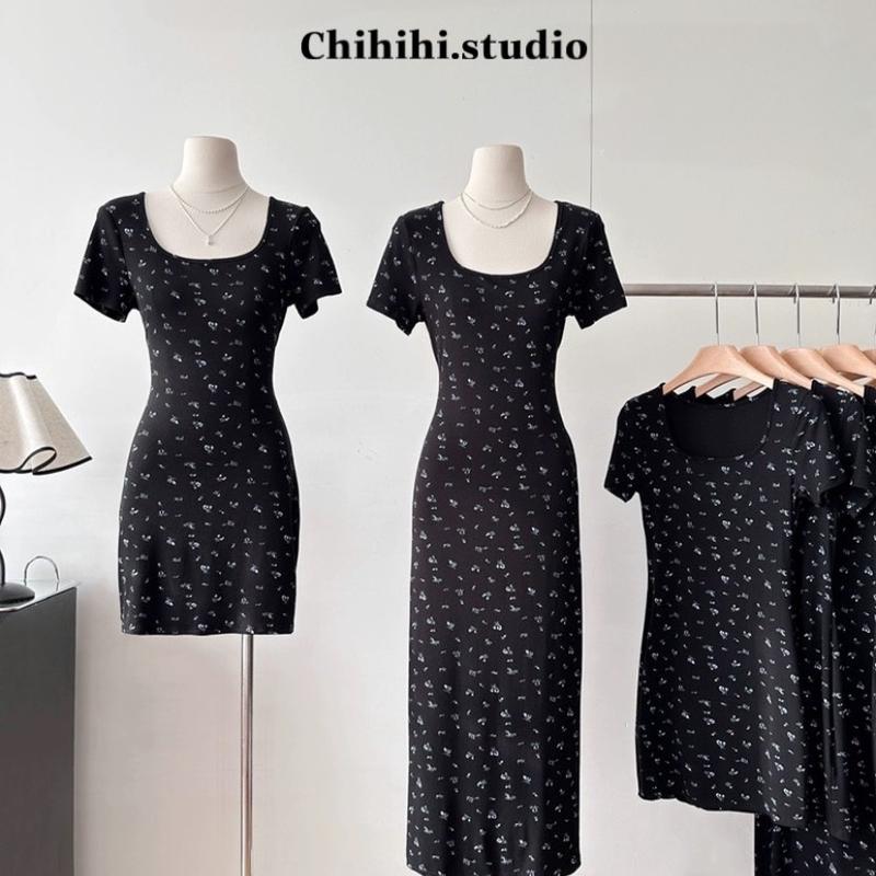 ĐẦM BODY HOA NHÍ TAY NGẮN CỔ VUÔNG PHONG CÁCH THỜI TRANG NỮ