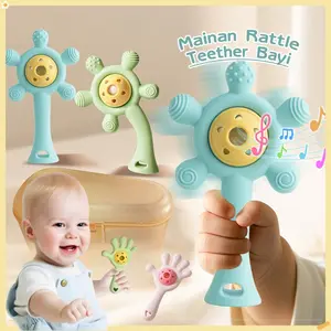 Mainan Bersuara Untuk Bayi/Silicone Mainan Kerincingan Bayi BPA Free/Mainan Bersuara Untuk Bayi Untuk 0-12 Bulan/Bahan Lembut Mainan Kerincing Anak Bayi Silikon Free Box