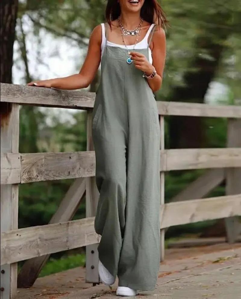Product Introduction of Oversized S-5XL Women Loose Overalls Summer Fashion Female Sleeveless Wide Leg Pant Suits 6