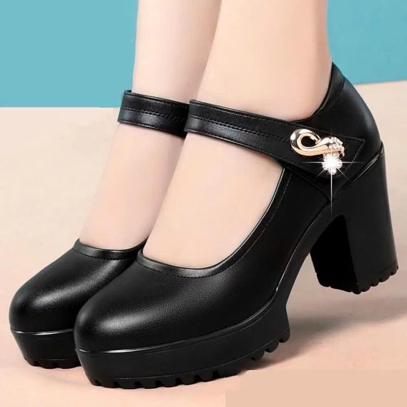 Giày nữ  cao gót  đế Pu nhẹ 7cm quai dán đính hoa Shoes Jean  size 34-41 đi tiệc 1