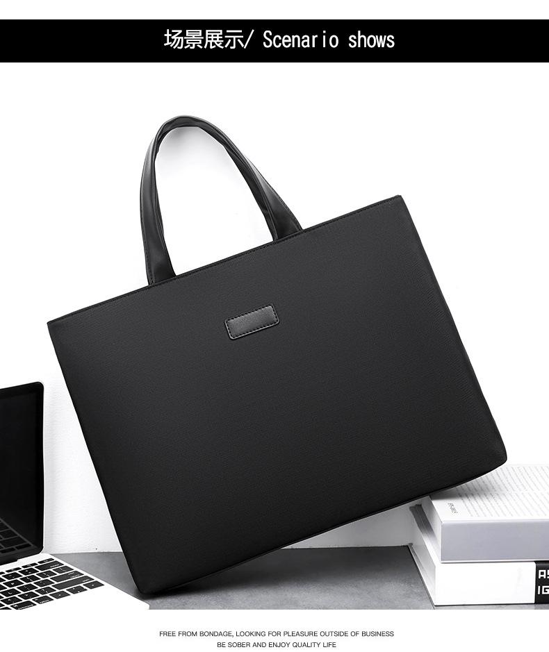 Product Introduction of Travel Essential Solid Color Simple Large Capacity Briefcase New Men's Simple Handbag Multi-layer Storage Business Meeting Laptop Bag 17
