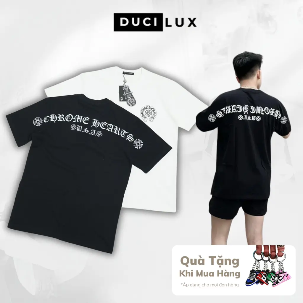 Áo thun Chrome Hearts USA Biglogo Form Rộng Tay Lỡ Unisex chất 100% Cotton Organic