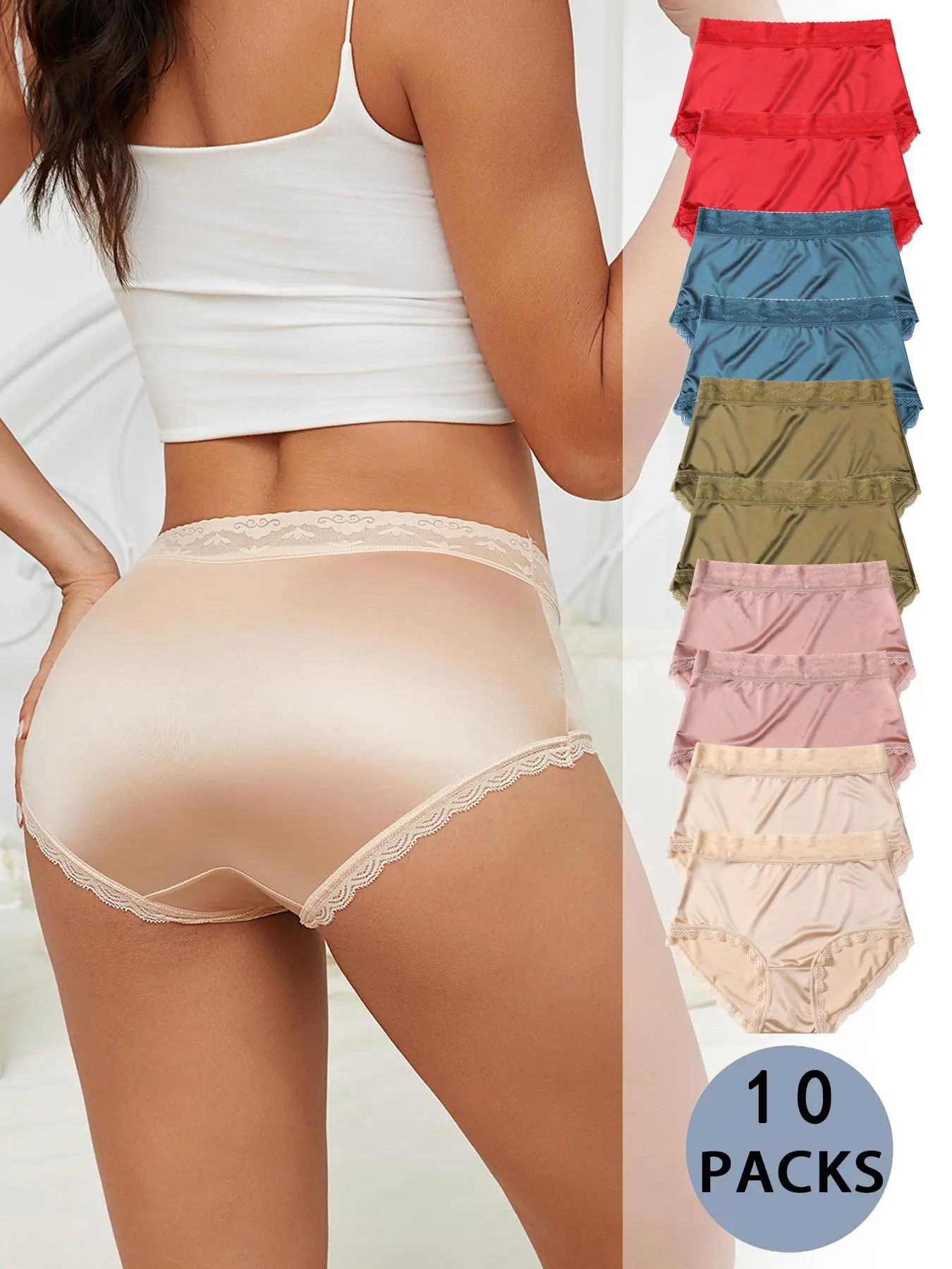 Women's Contrast Lace Panty, Soft Comfy Breathable Knicker for Daily Wear, Underwear for All Seasons